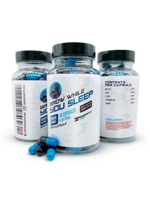 Grow While You Sleep Capsules (MK-677 + Zinc + 5-HTP + Vitamin B6 + TUDCA) | Behemothlabz